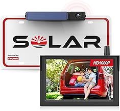 Solar Wireless Reversing Camera: 1080P 3 Mins DIY Installation Reversing Camera Wireless HD Night Vision, 5" Monitor Foxpark Reverse Camera Kit Support 2 Channels IP69K Waterproof for Car Van Truck