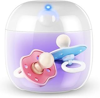 Portable Dummy Steriliser, Mini UV-C Sanitizer Box for Pacifier, 99.99% Sterilization in 3 Mins, USB-C Rechargeable, Mini Sterilizer Box for Baby Pacifier, Bottle Nipples and More (White)