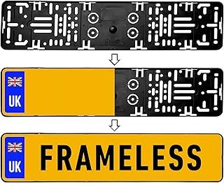 PRO - Number Plate Holder for Cars - Invisible Look - Black - Universal License Plate Holder - For UK 3mm Frames