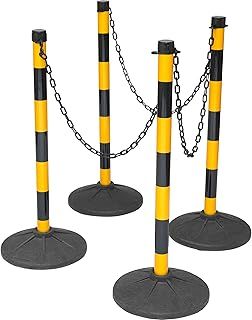 Plastic Chain Barrier, Free Standing Chain Link Posts, Yellow & Black Safety Bollards