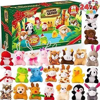 JOYIN 2024 Mini Animal Plush Advent Calendar Christmas 24 Days Countdown Advent Calendar with 24 Animal Plush Toys