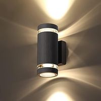 Outdoor Wall Lights Up Down, Outside Wall Lights Mains Powered, IP65 Waterproof Porch Light Front Door Lamp Modern GU10 Aluminium, External Round LED Wall Lighting Sconce for House, Black