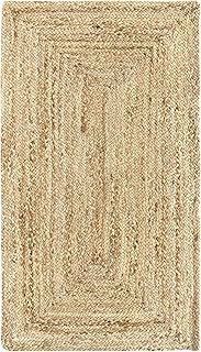 Rug Jute Alhambra Natural Colour, Jute Rug, Area Rug 100% Jute Fibre Hand Wovem, Braided Rug for Home, Living Room, Floor Carpet..(110x60cm)