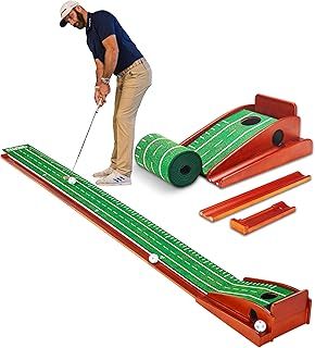 PERFECT PRACTICE (Improved) Putting Mat for Indoors - Indoor/Outdoor Putting Green with Ball Return, Realistic Surface Golf Putting Mat, Lay-Flat Technology