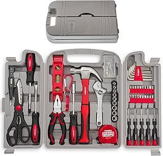 ToughHub 56 pcs Tool Kit – DIY Hand Tool Set for Home Repairs & Maintenance - Tool Box with Tools Included Plier, Hammer, Screwdriver, Adjustable Wrench, and Hex Key Set