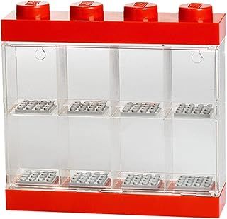 LEGO Minifigure Display Case 8 Red, Stackable Container for Wall or Desk, Space for 8 Minifigures, Home Office Display Cabinets LEGO storage