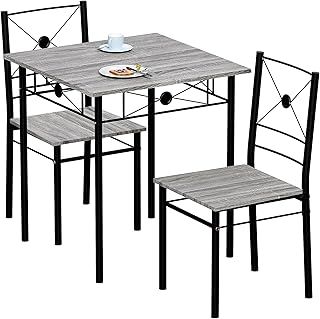 Vida Designs Roslyn Dining Table and Chair Set, Kitchen Breakfast Modern Contemporary Furniture Set (Grey, 2 Seater)