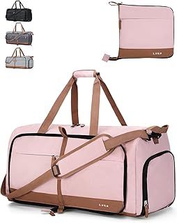 Lekesky Large Foldable Travel Duffe Bag - 80L Waterproof Holdall Luggage Bag with Shoes Compartment, Weekend Overnight Sports Bag for Women and Men(Pink, 72 * 33 * 34cm)