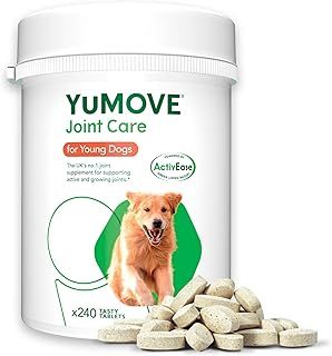 YuMOVE Joint Supplement for Young and Active Dogs, Essential Dog Hip and Joint Aid with Glucosamine, Chondroitin & Green Lipped Mussel, for Dogs Aged up to 5 Years, 240 Tablets
