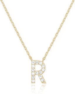 PAVOI 14K Yellow Gold Plated Cubic Zirconia Initial Necklace | Letter Necklaces for Women