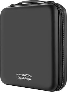 CD Case, 192 Capacity Hard EVA Protective Blu-ray CD Wallet Double Zipper Hand Strap Portable Disc Organizer DVD Case for Car Travel (192 Capacity, Black192)