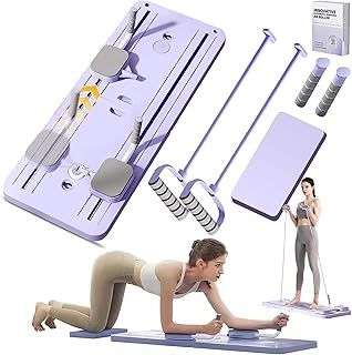 Foldable Pilates Reformer Set, Multifuctional Pilates Board ab Roller Exercise Wheel with Elbow Support and Resistance Bands, Reformer Pilates Machine Abdominal Board Workout Equipment for Home blue