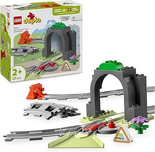 LEGO DUPLO Town Train Tunnel and Tracks Expansion Set, Toddler Learning Toy for 2 Plus Year Old Boys & Girls, Montessori Playset for Preschool Kids Who Love Creative Vehicle Toys 10425