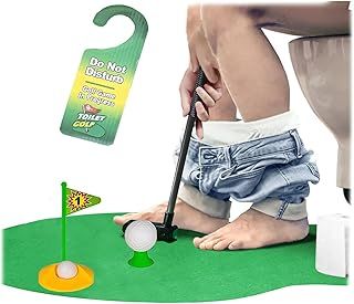 Toilet Golf Game Bathroom Easy Potty Fun Putter Novelty Gift For Men Gift Idea For Him Boyfrined Dad Granddad Retirement Practice Golfer tee Gag Golfer Birthday Secret Sata Stockign Filler Idea