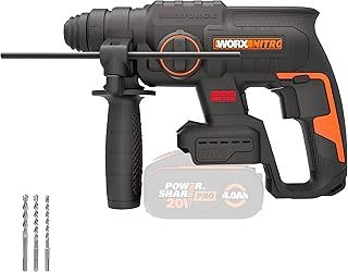 WORX Nitro 18V (20V MAX) Cordless Rotary Hammer Drill, PowerShare, Brushless Motor, SDS Plus, Max. Impact Energy 2.0 J, 3 Functions, Anti-Vibration, Bare Tool Only, WX381.9