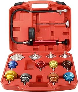 FreeTec 14pc Radiator Pump Pressure Leak Tester Checker Kit Aluminum Adapters w/Case