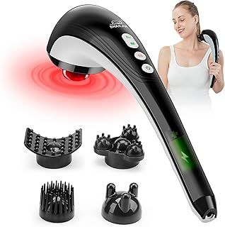 SNAILAX Cordless Handheld Deep Tissue Massager with Heating - Rechargeable Portable Wireless Electric Percussion Full Body Deep Tissue Massager for Muscles, Neck, Shoulder, Back,Gifts for Women,Men