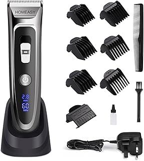 Hair Clipper Men, Beard Trimmer Electric Hair Trimmer Rechargeable Waterproof Mens Grooming Kit Hair Cutting Machine with LED Display Ceramic Blade Hair Shaver 2 in1 for Men Kids Barbers