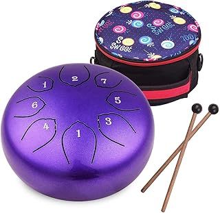 Musfunny Steel Tongue Drum for Kids: 6 Inch 8 Notes Steel Drums C Major with Drumsticks Bag Finger Cover - Handpan for Musical Education Meditation Percussion Musical Instruments