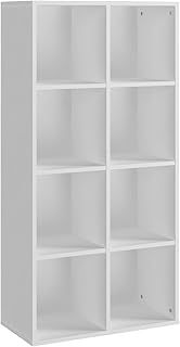 Panana Bookcase with 6/7/8 Compartments, Wooden Cube Storage Book Shelving Display Unit for Living Room Bedroom Furniture (White, 8 Compartments)
