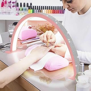 Half Moon Light for Nail Desk, with Phone Holder,Portable LED Ring Light for Video Recording 2700K-5600K, Nail Lamp for Desk, Pink(Crystal Diamond) 30 inches, 75CM