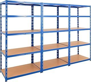 BiGDUG Heavy Duty Garage Shelving Unit 3 Bay - 179x90x60 cm - 200kg UDL Per Shelf (1000kg Per Bay) - 3x Blue Storage Shelves - 5 Tier Shed Shelving