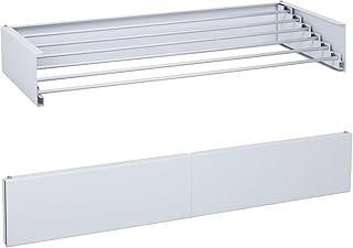 Gr8 Home White Folding Wall Mounted Drying Rack Telescopic Clothes Dryer Extendable Laundry Airer Foldable Space Saving Towel Rack