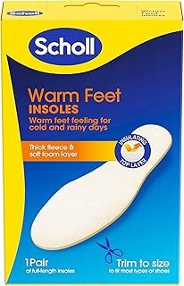 Scholl Warm Feet Insoles - Thick Insulating Fleece Layer for Warm Feet - Ideal for Cold and Rainy Days, Perfect for Boots & Wellies, Trim to Fit Shoe Insoles, UK Size 3-11, 1 Pair