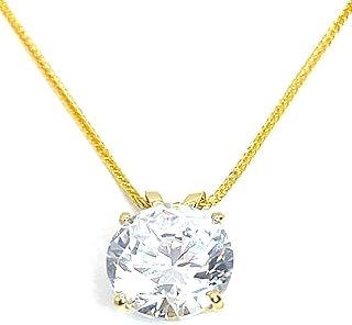Exquisite Diamond Solitaire Solid 18k Gold necklace for women 1.5ct Diamond Statement Necklace Bridal Shower Gift 8mm Diamond Statement Necklace for women presents