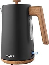 Salter Toronto 1.7 L Kettle – 3KW Rapid Boil, Limescale Filter, Water Level Indicator, 360° Base, Wooden Accents, Cordless, Boil Dry Sensor & Auto Shut-Off, Otter Controller, Matt Black