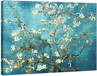 Wieco Art Giclee Canvas Prints Wall Art for Wall Decor by Van Gogh Paintings Almond Blossom Modern One Piece Stretched and Framed Abstract Flowers Artwork Home Office Decorations