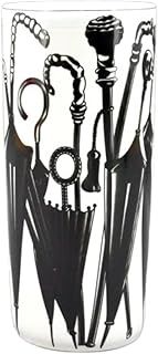 18" Black and White Ceramic Umbrella Stand