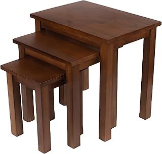 Kemtpase Oak 3 Nest of Tables in Light Oak, Solid Wooden Side Tables for Bedroom, Coffee Table, Small Table, Lamp Table, Nesting Tables for Small Spaces