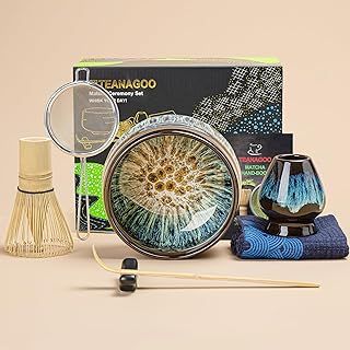 TEANAGOO Matcha Whisk, 7 Pcs Matcha Set with Holder/Scoop/Sifter, Matcha Kit for Ceremony, Matcha Tea Set for Making Breakfast/Latte, Matcha Whisk Set and Ceramic Bowl, Gift for Friend/Family
