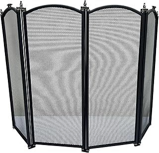 Folding 4-Panel Mesh Fire Guard Screen - Durable Fireplace Safety Protector