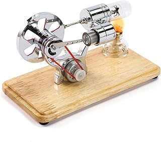 VISLONE Stirling engine motor kits, steam engine model building kits, mini hot air Stirling engine motor model colorful LED generator science kit