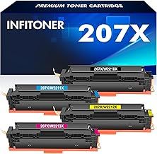 4-Pack 207X 207A Toner Cartridges Multipack Compatible for HP 207X 207A Color Laserjet Pro MFP M283fdw M255dw M282nw M283fdn M255nw W2210X W2211X W2212X W2213X - Black Cyan Yellow Magenta