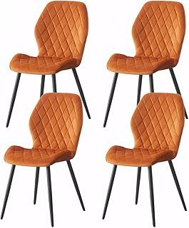 Weegstok Velvet Dining Chairs Set of 4 Kitchen Chairs Dining Room Lounge Reception Chairs with Metal Legs for Living Room Bedroom,Orange