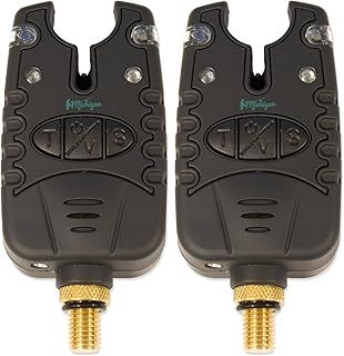 2 x Michigan Carp And Pike Fishing Bite Alarm - Waterproof Night Light with Drop Back Function & Jack Plug