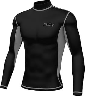 FDX Men’s Thermal Compression Base Layer Top, Breathable, Lightweight, Winter Long Sleeve Shirt, Quick Dry, Warm, Body Fit, Underwear Mock Neck for Running, Gym, Workout, Fitness, Training, Exercise