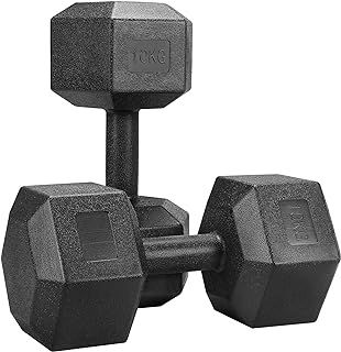 Yaheetech 2x4kg/2x5kg/2x6kg/2x7.5kg/2x8kg/2x10kg (Sold in Pair) Dumbbells Set Arm Hand Weight Dumbbell Hexagon Dumbbell for Strength Training Home Workout Aerobic