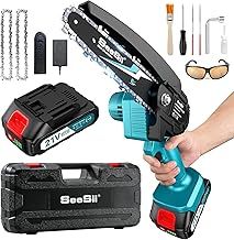 Seesii 4-in-1 Pole Saw & Pruning Shears Combo Kit, 6 Inch Mini Chainsaw for Tree Trimming, Battery Powered Chain Saw with Extension Pole, Tree Trimmer Limb Branch Cutter Pruner