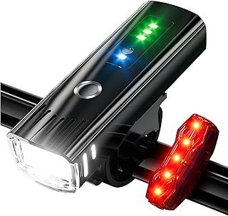 IPSXP Bike Lights 5000 Lumens, Headlight Runtime 14+ Hours & 5200mAh with Power Bank Function,IPX6 Waterproof,Super Bright Bicycle Lights Front and Back,USB Rechargeable