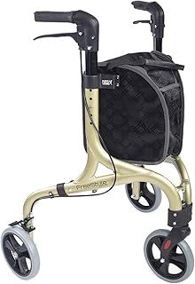 NRS Healthcare Freestyle 3 Wheel Rollator, Ultra Lightweight 5 kg (11lb) - Champagne Gold, P23049
