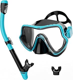 G2RISE SN02 Snorkel Set Adults - Scuba Mask Diving Goggles Dry Snorkeling Gear with Breath Easy Airflow Tech & Anti-fog Design（2PACK)