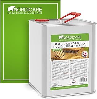 Nordicare Sealing Wood Oil for Outdoor Garden Furniture - Teak Oil for Garden Furniture - Suitable for All Outdoor Types of Wood, for Wood Exterior, Wood Protection - Easy to Apply (2.5 L)