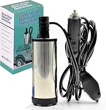 Diesel Fuel Transfer Pump - Electric, Stainless Steel, Submersible, 12V, 3M Cable with Cigarette Plug for Car, Motorbike, Speed Boat