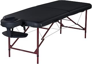 Master Massage 70cm Zephyr Lightweight Portable Massage Table Package - Ideal for Tattooing and Spa Treatments (Black, Maroon)