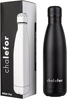 Stainless Steel Water Bottle, Double Wall Vacuum, 500ml Insulated, Keep Drinks Cold for up to 24 Hrs and Hot for up to12 Hrs, BPA Free, for Sports & Gym, Lightweight. Leakproof, Black, Valentine Gift