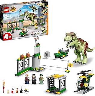 LEGO Jurassic World T. rex Dinosaur Breakout Set, Dino Toys for Preschool Kids, Boys and Girls Aged 4 Plus, with Airport, Helicopter and Buggy Car, Birthday Gift Idea 76944